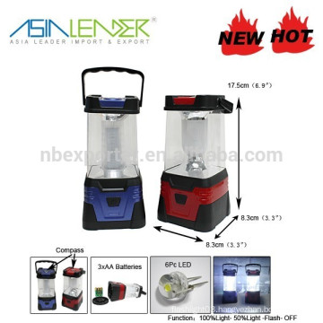 2014 Hot Portable 6 LED bivouac camping lantern light Outdoor with Compass